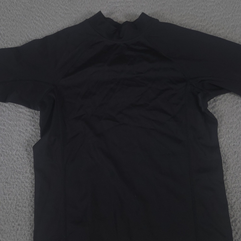 Lands' End Shirt Kid 8 Black Husky Short Sleeve Rash Guard UPF 50 Sun Protection